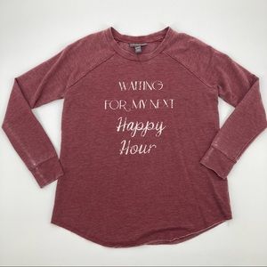 Waiting For My Next Happy Hour Long Sleeve Vintage Print Graphic Maternity